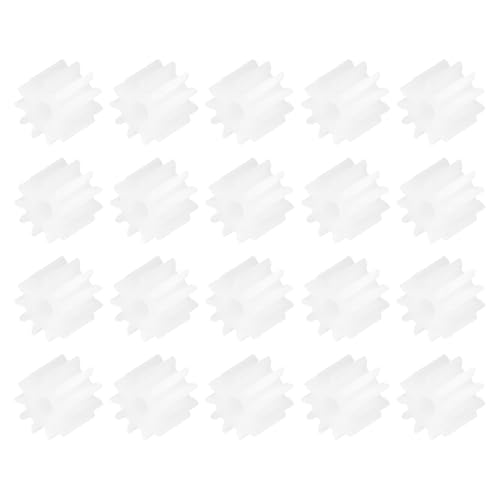 QUARKZMAN 20 Stück Plastikzahnräder 11 Zähne Plastikmotorzahnrad Modell 112A Reduktionsgetriebe für RC Auto Modell DIY Roboter (Weiß, Modul 0.5)