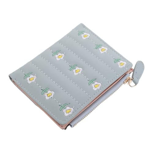 Wallet: Women Cute Coin Purse With Floral Embroidered Pu Bifold Card Holder Compact Two-fold Design For Easy Carrying