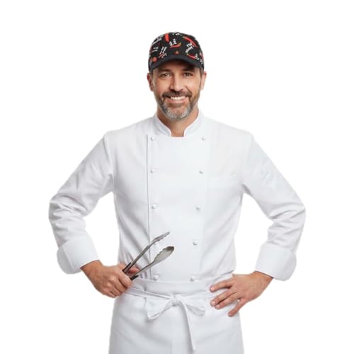 JOINPAYA Casquette Chef De Cuisine À Visière Motif Piment Bonnet Serveur Confortable Respirant Chapeau De Cuisine Ajustable pour Restauration Et Hôtellerie...