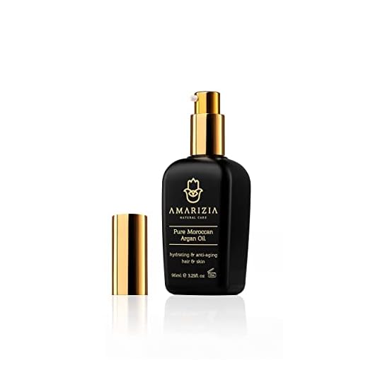 AMARIZIA Aceite de Argán Puro de Marruecos / 100% Orgánico y prensado en frío/Vegano y Cruelty-Free/Hidratante para el pelo, para la piel, cara, barba y uñas/Antiedad y antiarrugas.