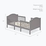Dream On Me Portland 3 en 1 Lit convertible pour tout-petit en acier gris, certifié Greenguard Gold, JPMA Certifié, design bas à plancher, finition non toxique, bois de pin