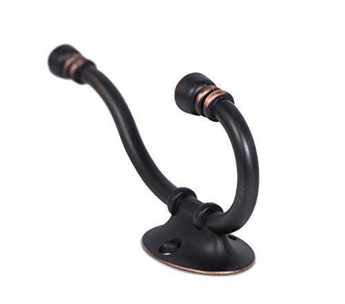 Birdrock Home Classic Wall Mounted Robe & Towel Hooks - 2 Pack - Dual Hook - Large - Oil Rubbed Bronze Towel Robe Hat Coat Hook #TOP6