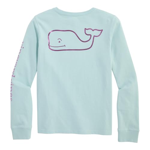 vineyard vines Girls' Foil Vintage Whale Long-Sleeve Pocket Tee