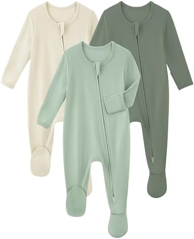 Yoofoss Rayon Made From Bamboo Baby Pajamas 3pcs Newborn Sleepers...