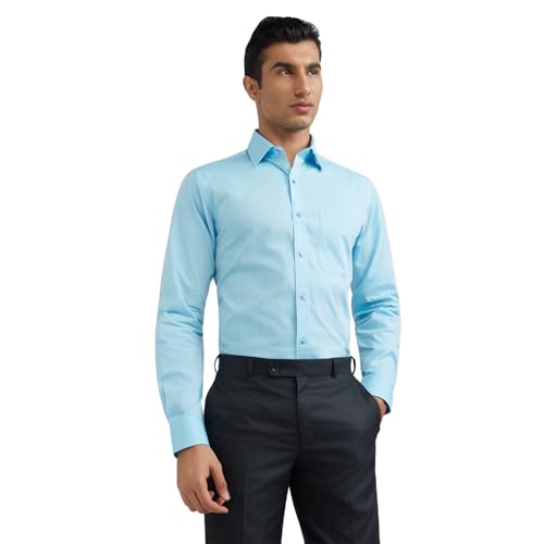 Image of Raymond Men's Pure Cotton Structure Pattern Slim Fit Semi Cutaway Collar Full Sleeve Formal Shirt