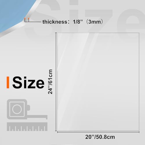 Image of KINLINK 20x24 Plexiglass Sheets 1 /8 inch Thick, 3mm Clear PET Plastic Sheet for DIY Project, Craft, Table top, Picture Frame, Acrylic Sign and Wedding Invitation 2 Pack