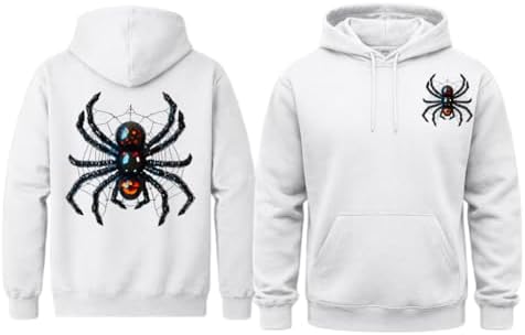 SaaDZ Halloween Spider Pumpkin Hoodie Spooky Black Widow Web Graphic Fall Pullover Sweatshirt Unisex image 2