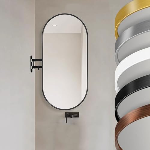 �Ǌ|�����o�X���[���~���[ �ȉ~�`��]���~���[ ������ 5�F�W�J ����/�����ݒu�\ ���_���ȑ��� �Q��/����/���r���O/�L���p(Black,60x100cm/24x39in)