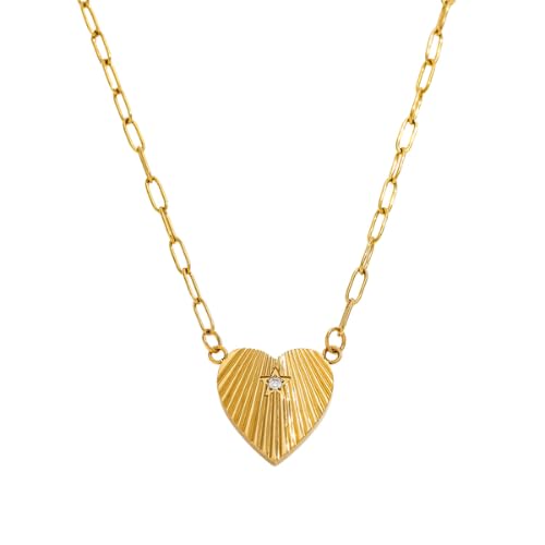 Aphrodyte MeStar of your Heart Necklace Diamonds Heart Choker Necklace, Gold Plated