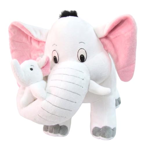 Image of Tickles Mother Elephant with Baby Soft Stuffed Plush Animal Toy for Kids Boys & Girls Birthday Gifts (Color: White Size: 41 cm)