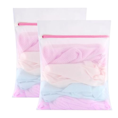 iwiio Laundry Bags for Washing Machine, 2Pcs Washing Machine Bag to Protects Delicates, Mesh Laundry Bags for Uniform Wash & Dry, Delicates Wash Bag for Lingerie, Bras, Shoes, Socks, Sweaters