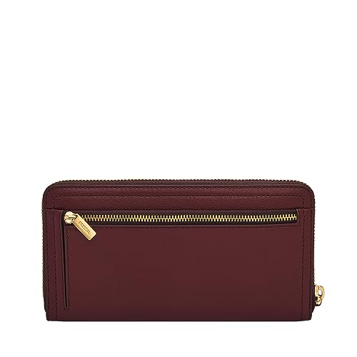 Image of Fossil Women's Logan Leather RFID-Blocking Zip Around Clutch Wallet with Wristlet Strap for Women