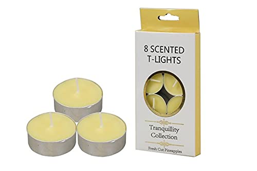Tranquillity Collection Scented Tea Light Candle 8-Pieces, Fresh Cut Pineapples