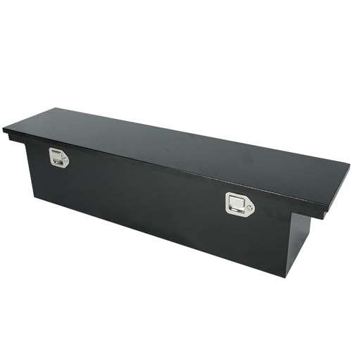acylph Black Steel Heavy Duty Truck Tool Box，Truck Storage Box for Pickup, Waterproof Tool Box Storage Organzer with Latch and Keys,59