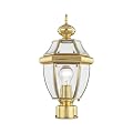Livex Lighting 2153-02 Outdoor Post with Clear Beveled Glass Shades, Polished Brass
