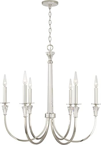 Capital Lighting 441861PN Laurent Grand Style Chandelier Light Fixture with K9 Crystal, 6-Light 360 Total Watts, 29" H x 30" W, Polished Nickel