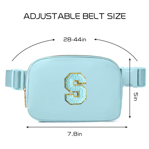 Image of Gitus Gifts for 8 9 10 11 12 Year Old Girls Belt Bag Fanny Pack Crossbody Bags with Initial Letter Patch Cute Stuff Birthday Gifts for Teen Girls Women Personalized Trend Stuff (Icing Blue-S)