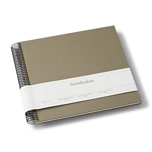 Semikolon 369998 Spiral Album Economy Medium - 23x22,3 cm - Fotoalbum, 40 Seiten cremeweiß, Fotobuch, fango beige