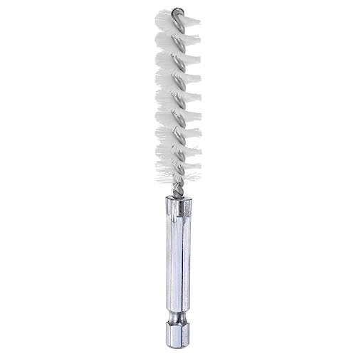 HARFINGTON Nylon Bore Brush 13mm Dia 4" Long Cleaning Twisted Wire Brush with Handle 1/4" Hex Shank for Tubes, Ports, Bearings