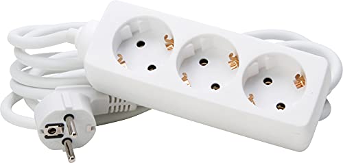 Kopp 128688650 3-Fach Steckdosenleiste Standard, 3 m Zuleitung, weiß