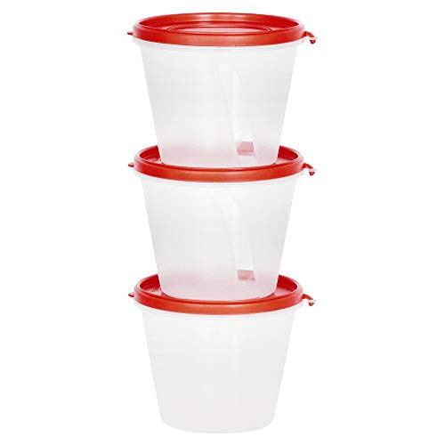 Image of Cutting EDGE Nesterware 1000ml Stackable Food Container (Set of 3, Red) | BPA-free plastic, stackable design, leak-proof, kitchen storage, pantry, fridge, meal prep, reusable, travel use