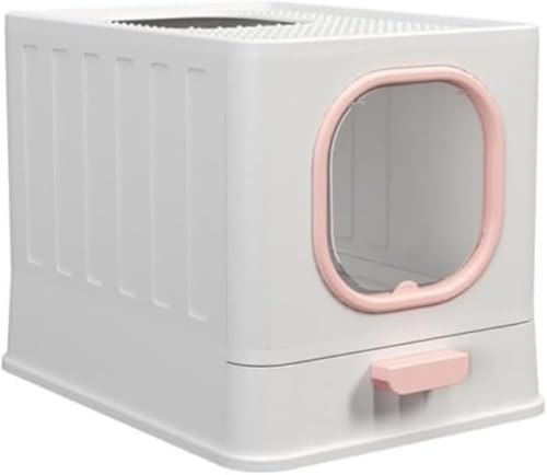 AZIEBAY 猫用トイレ 大型 蓋付き・屋根付きドーム型|砂飛び散り防止|上から入るフルカバーデザイン|引き出し式プラスチック製ワイドサイズ