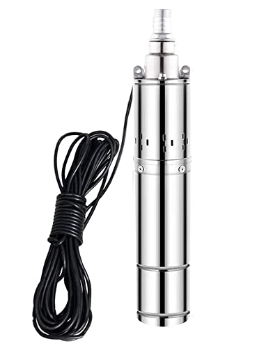 Solar Water Pump, DC Submersible Deep Well Pump, 3 inch Stainless Steel Deep Well Pump with 50ft Power Cord for Industrial Irrigation Household Water Tank Water Supply (48V-550W Well Pump)
