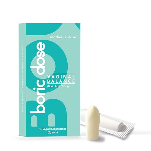 Mothers Dose Boric Acid Suppositories - Maintains and Balances Healthy Vaginal pH Manages Odor Hydrates & Moisturizes with Cocoa Butter and Coconut Oil - USA Made - 600mg - 10 Count