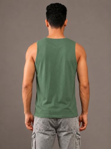 Image of CHKOKKO Sleeveless T-Shirt for Men Sando Tank Top Premium Cotton Blend Cut Sleeves Shirt as Casual, Lounge or Beach Wear Tshirt Muscle Fit Vest in Plain Round Neck