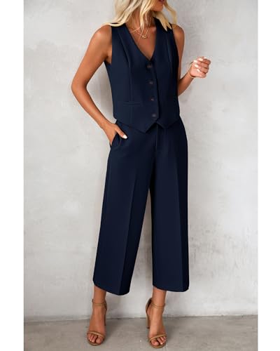 luvamia Women's Vest and Wide-Leg Pant Suit Set - 27.99 w/ Code + 50% Off Code Z4Y79DFL - image 8
