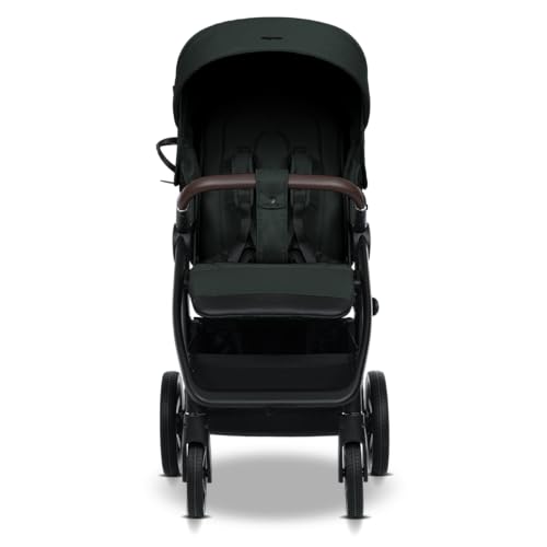 my junior® PLIA² | großer Komfortbuggy mit Luftkammerreifen, Einhand-Faltmechanismus, einstellbare Federung, XXL-Einkaufskorb & -Verdeck, Belüftung, inkl. Getränkehalter + Tragegurt (Pine Forest)