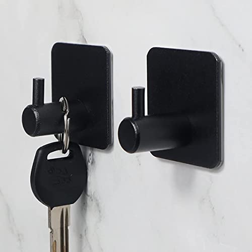 Vaehold Black Adhesive Hooks 6 Pack, Heavy Duty Wall Hooks Aluminum Hooks For Hanging Coat, Hat, Towel, Robe, Key, Clothes, Towel Hook Wall Mount For Home, Office, Kitchen, Bathroom(6, Black) #TOP6