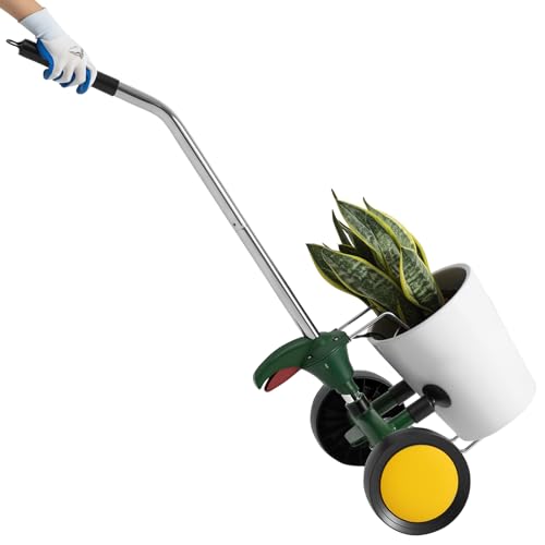 VEVOR Garden Pot Mover Heavy Duty Plant Dolly Cart with Adjustable Grabbing Arm Max 143 LBS Weight Capacity Potted Plant Mover Dolly with Suction Cup and Secure Lock Fits for Indoor & Outdoor Use