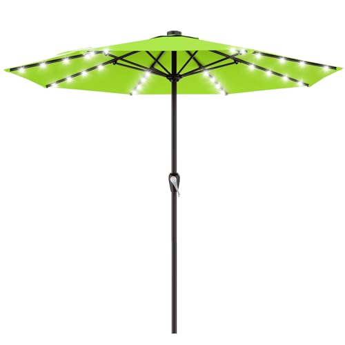 Image of AreShark 12FT Large Patio Umbrella with Solar Lights, Solar Powered Outdoor Umbrella with Crank, Patio Table Market Umbrellas for Garden, Deck, Backyard, Pool and Beach, Apple Green