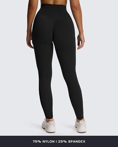 Aoxjox High Waisted Workout Leggings for Women Hidden Scrunch V Waist Front Illusion Ruched Athletic Yoga Pants 26"3