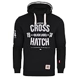 Crosshatch Mens Designer Casual Hooded Logo Top Hoody Fleece Sweatshirt Jacket Overhead Pullover Dark Black XXXL