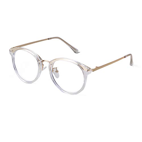 ADE WU Rund Groß Brille mit Blaulichtfilter Brillenfassung Fake Brille Ohne Stärke für Herren Damen Cover