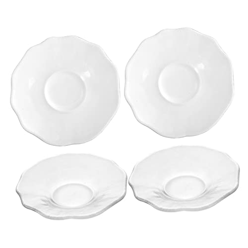 ABOOFAN 4pcs Glass for Teacups - Drink Cup Mats Glass Saucer Table and Decoration Lightweight and Easy to Clean