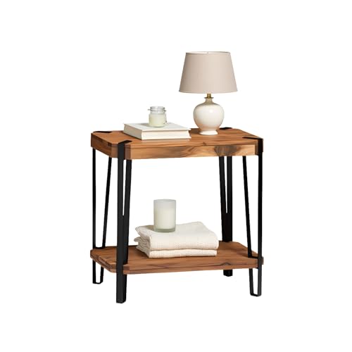 Ryegate Live Edge End Table with Storage – 2-Tier Solid