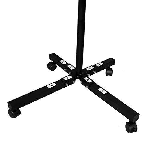 Image of Unico Adjustable Single Pipe Floor TV Stand Metal Black Powder Coated, Trolley Stand with Wheels, Full Motion Floor Mount