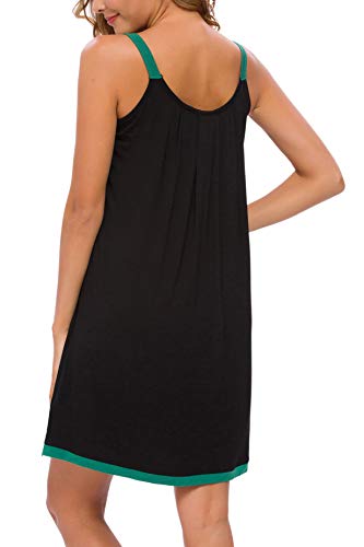 Aviier Women Cotton Sleeveless Tank Nightgowns Wide Strap Chemise Full Slip Sleep Dress (Black, Xx-Large) #TOP4