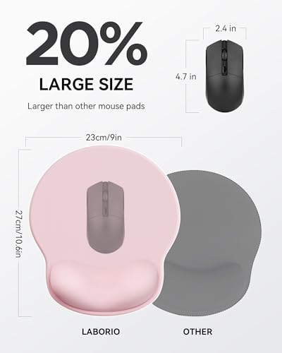 Image of Mouse Pad with Wrist Rest, Ergonomic Mouse Pads for Desk, Office Non-Slip Mousepad with Gel Wrist Support(Light Pink, 10.6''L x 9''W)