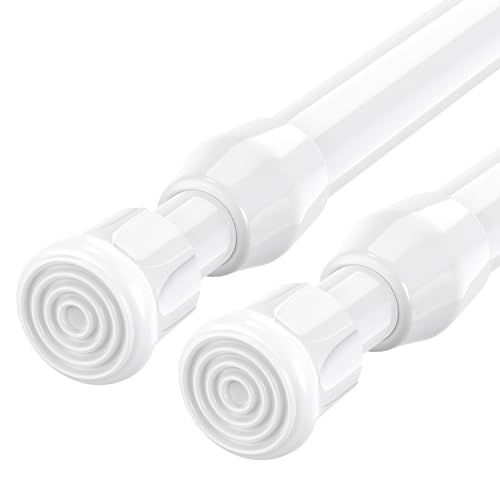 Image of AIZESI Spring Tension Curtain Rods Short Tension Rod (White, 16" to 28"-2Pcs)