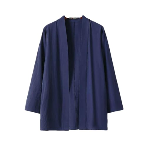 Cárdigan japonés contra el sudor de lino y algodón tipo kimono holgado 3