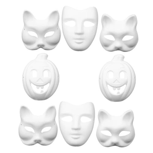 FOMIYES 8pcs Paper Mask Unpainted Masquerade Masks Blank Mask for Women's Cosplay Party