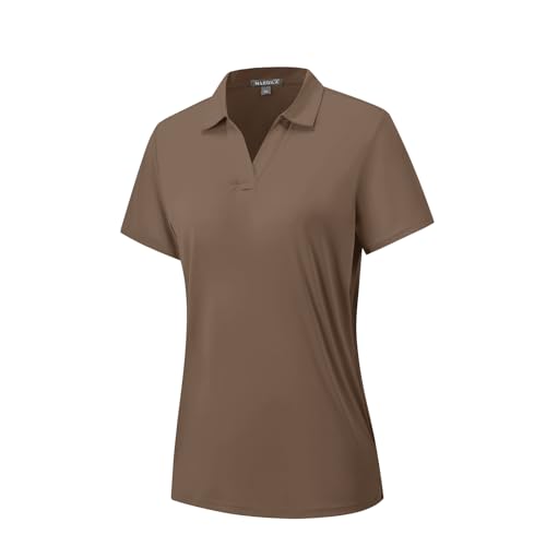 Image of Women's Polo Shirts Short Sleeve Quick Dry UPF 50+ Sun Protection Golf Tops | V Neck Collared Design, Business Casual Work, Tennis Pickleball Athletic