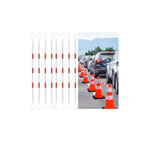 Lot de 6 barrières de sécurité légères et balise de signalisation rouge réglable pour chantier