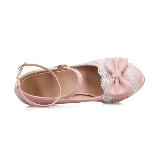 Agodor Women's Peep Toe Platform Pumps Block High Heels Mary Jane Lolita Shoes Bow Ankle Strap Sandals4