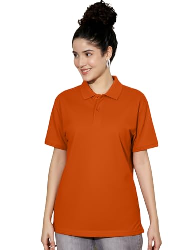 Image of LEOTUDE Half Sleeve Cottonblend Polo Tshirt for Women, Polo Neck Solid Tshirt Tops for Women's (ZGrey)