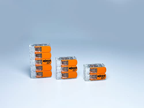 Wago Wire Connectors 70 Pcs, 221 Series Lever Nuts Assortment With Advantage Pack, Includes (30X) 221-412, 221-413, (10X) 221-415, Compact Splicing Electrical Connector, Orange (Wiano Pack Adv) #TOP5